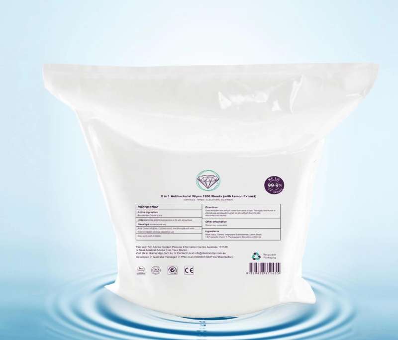 Bulk Pack Anti Bacterial Wipes (1200 sheets per pack) 4 Bulk Pack Anti Pacterial Wipes (1200 sheets per pack) back of packaging