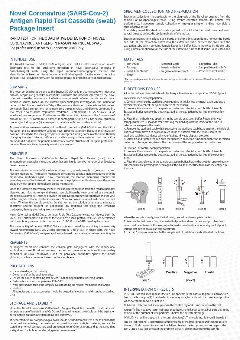 TGA Approved Novel Coronavirus (SARS-Cov-2) Antigen Rapid Test (Swab test) - TGA approved/ 25 test kits per pack 5 Novel Coronavirus (SARS-Cov-2) Antigen Rapid Test Device (Saliva Test) flyer - page 2